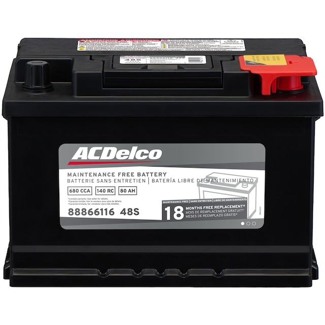 New professional series automotive battery with 18-month warranty label